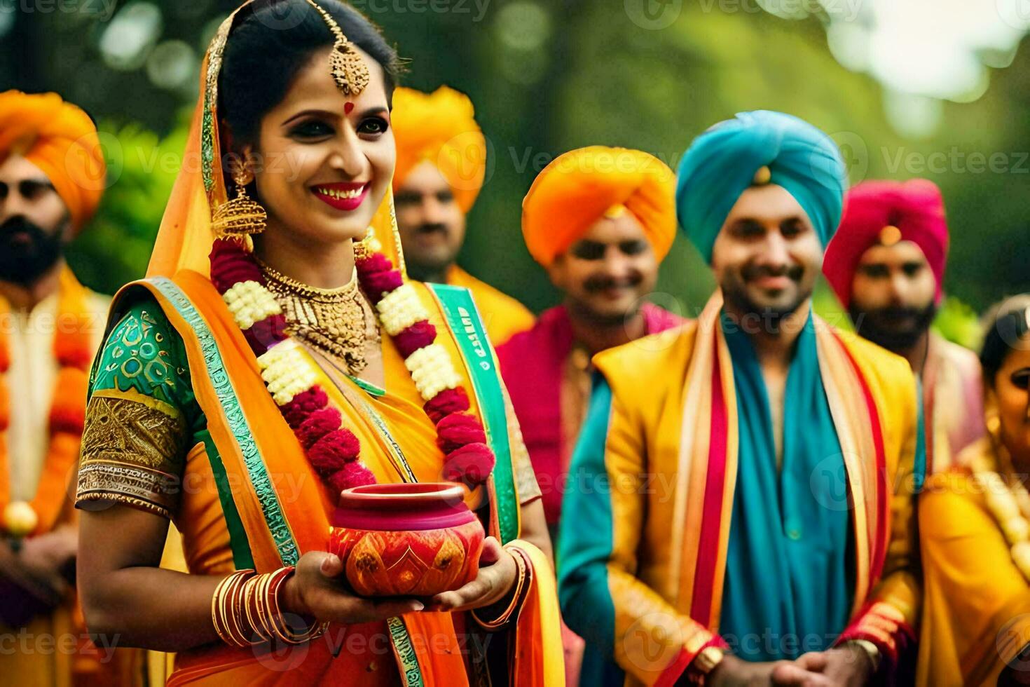 Indien mariage dans le ville. généré par ai photo