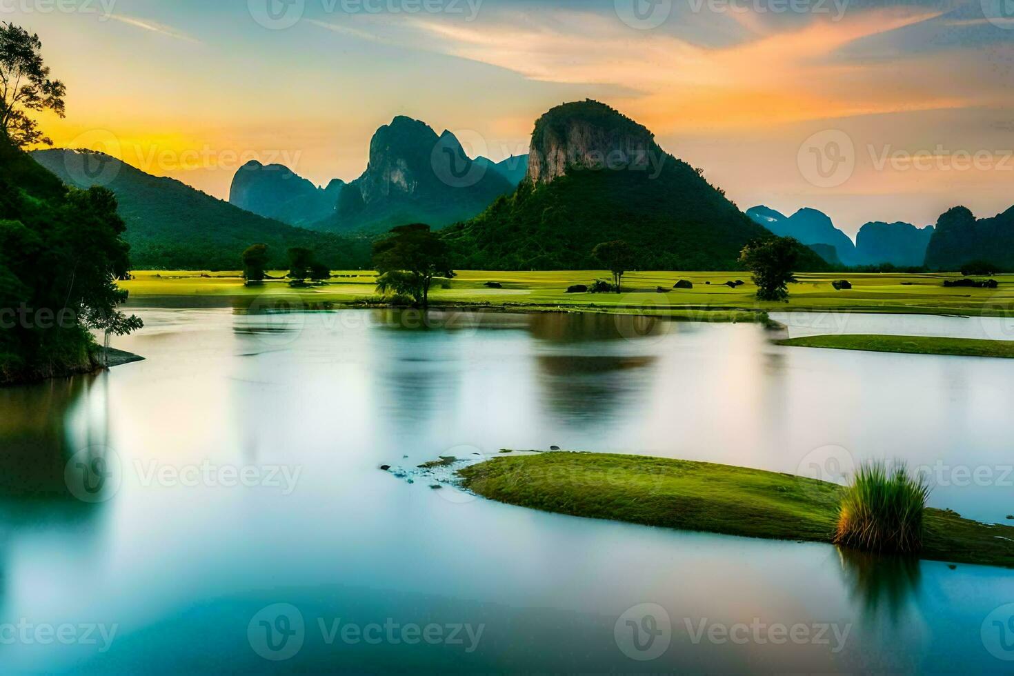 le montagnes et rivière dans Chine. généré par ai photo