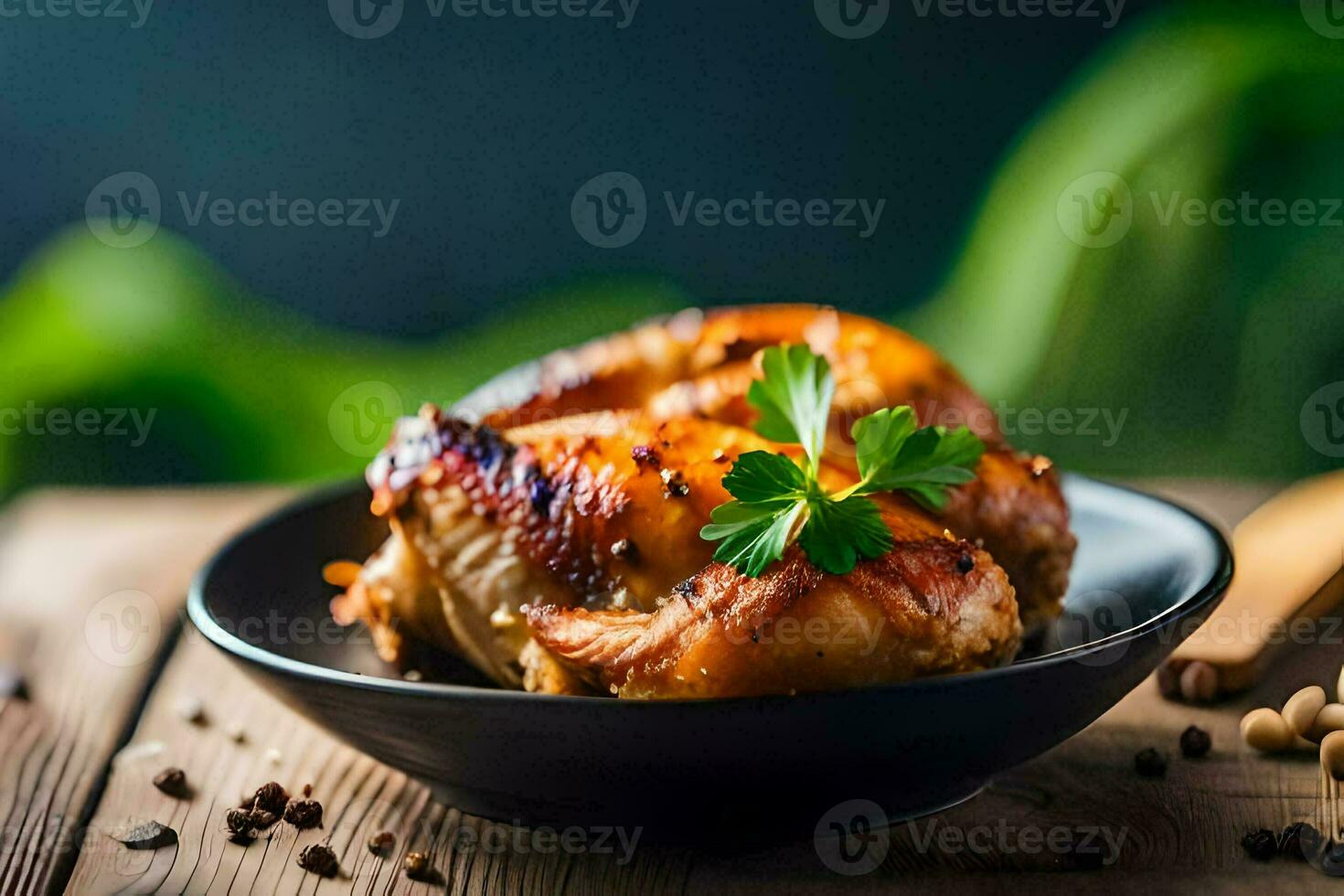 poulet dans une bol avec herbes et épices. généré par ai photo