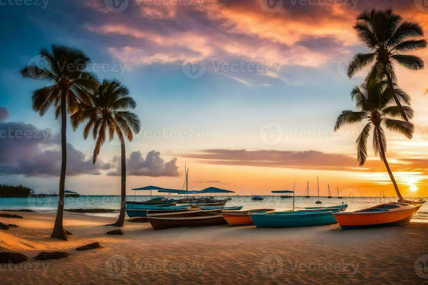 le le coucher du soleil sur le plage. généré par ai photo