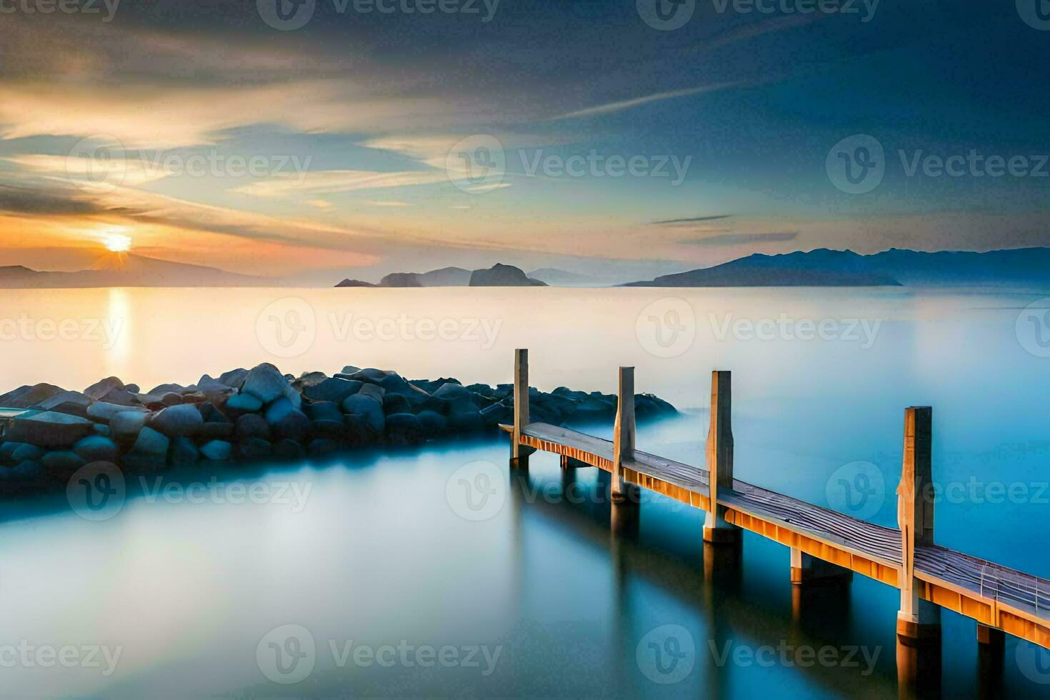 photo fond d'écran le ciel, eau, montagnes, le mer, le ciel, le mer, le. généré par ai