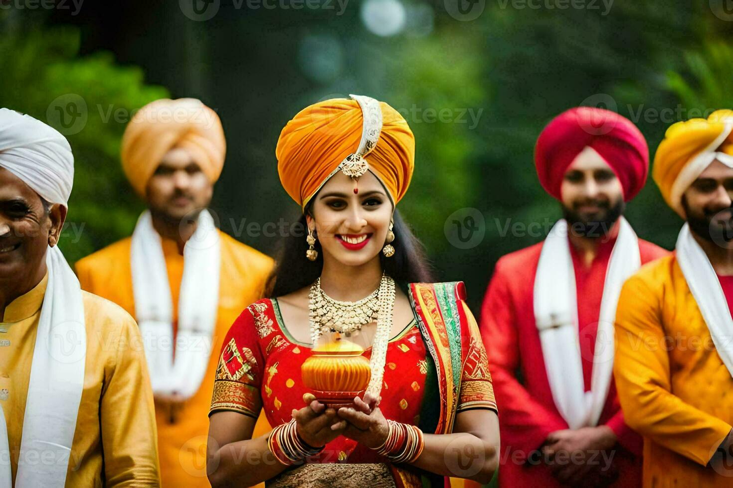 Indien mariage dans le ville. généré par ai photo
