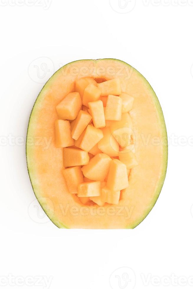 Melon cantaloup sur fond blanc photo