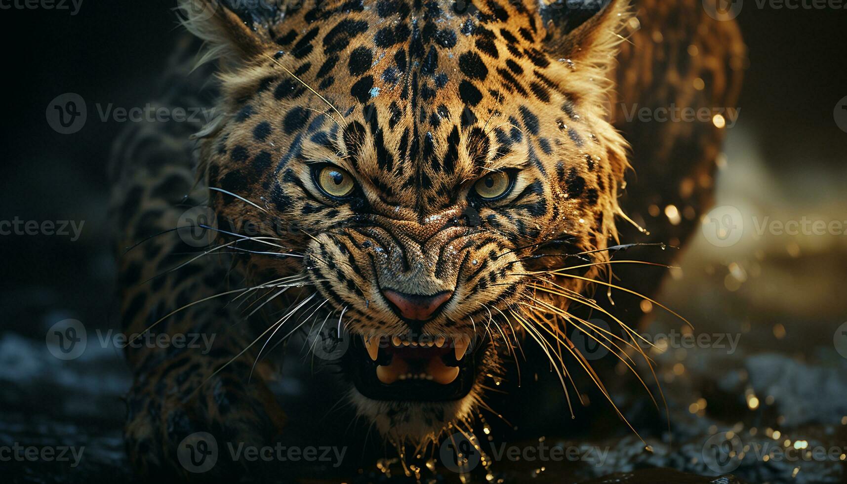 majestueux tigre marche, regarder avec fureur, beauté dans la nature modèle généré par ai photo