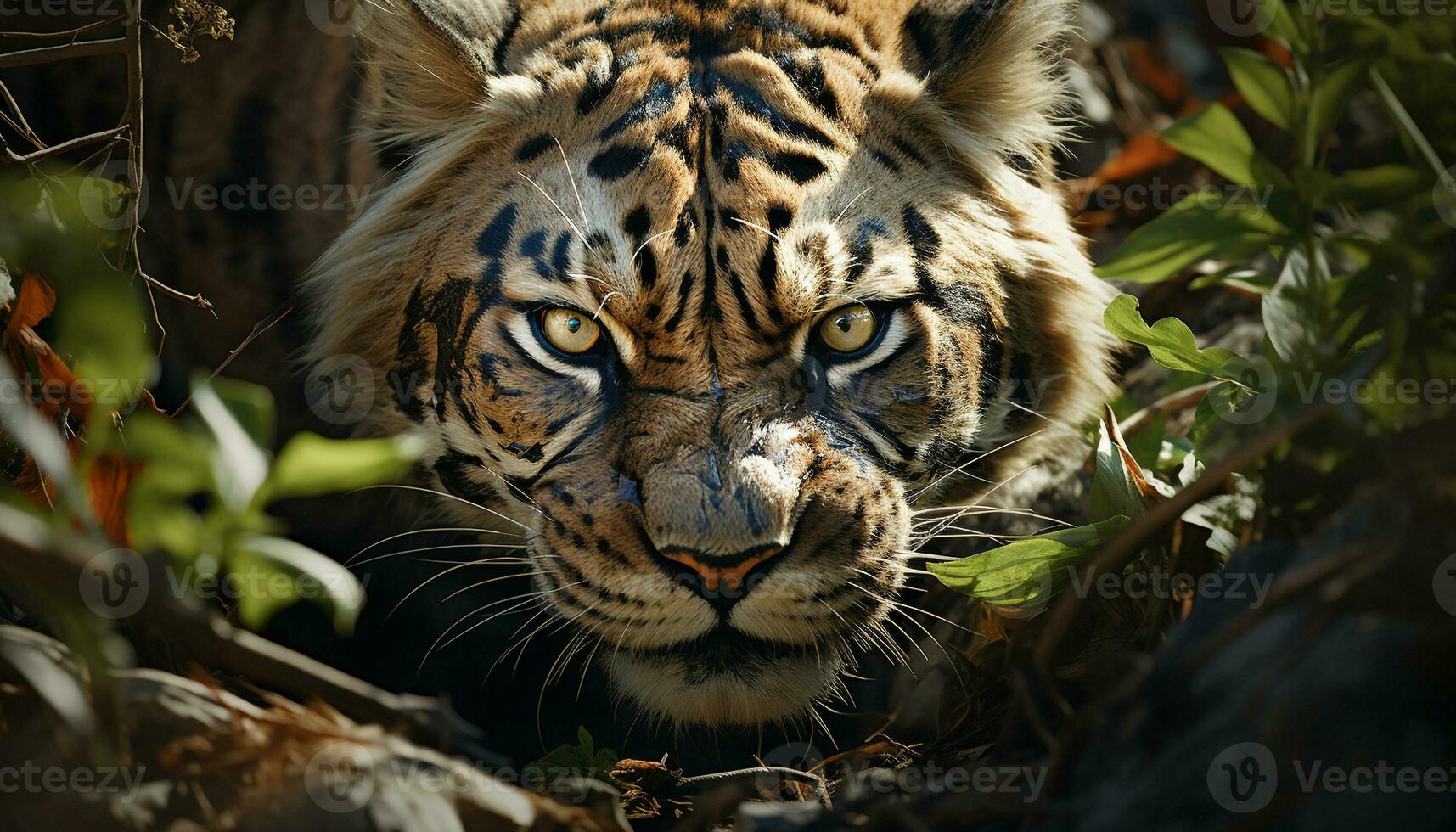 majestueux Bengale tigre en regardant, sauvage beauté dans nature, proche en haut portrait généré par ai photo