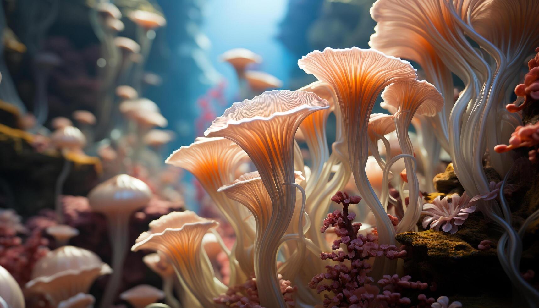 sous-marin beauté coloré récif, poisson, et biologique corail dans la nature généré par ai photo