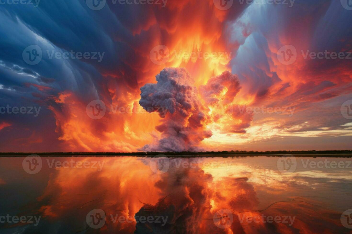 éphémère nuage le coucher du soleil explosion. produire ai photo