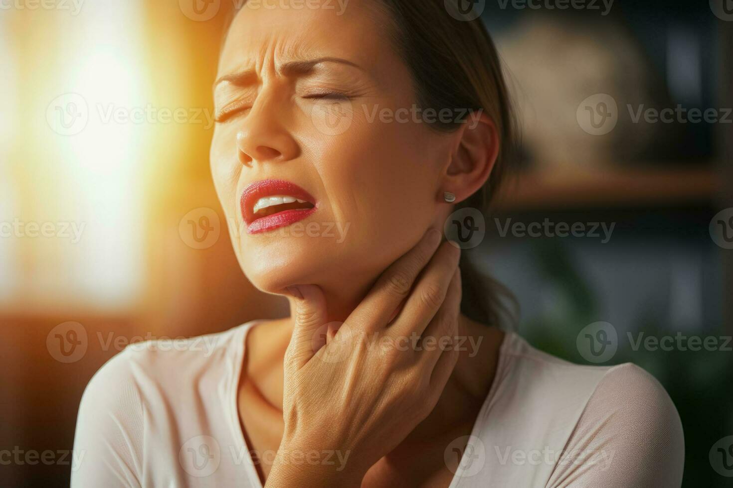 une la personne a douleur dans le gorge photo