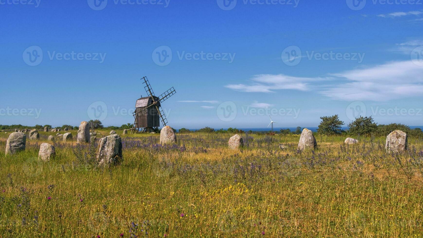 viking pierre navire enterrement dans Oland île, gettlinge, Suède photo