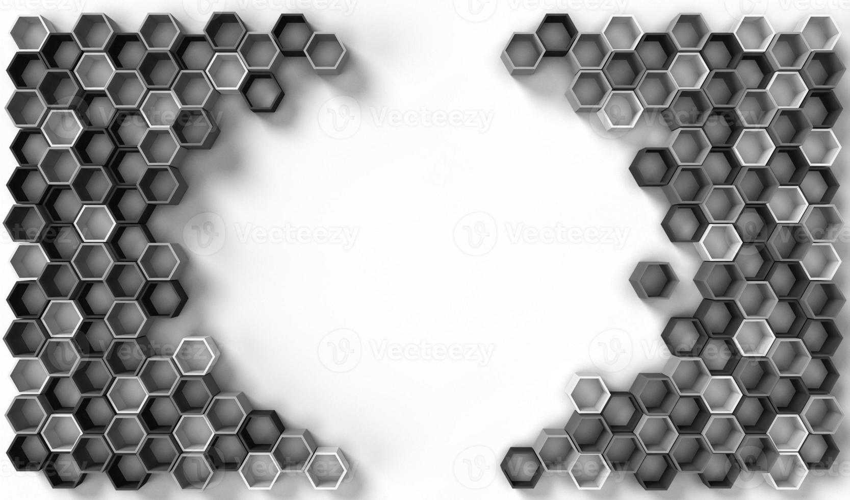 Image de rendu 3D de forme solide hexagonale sur fond blanc photo