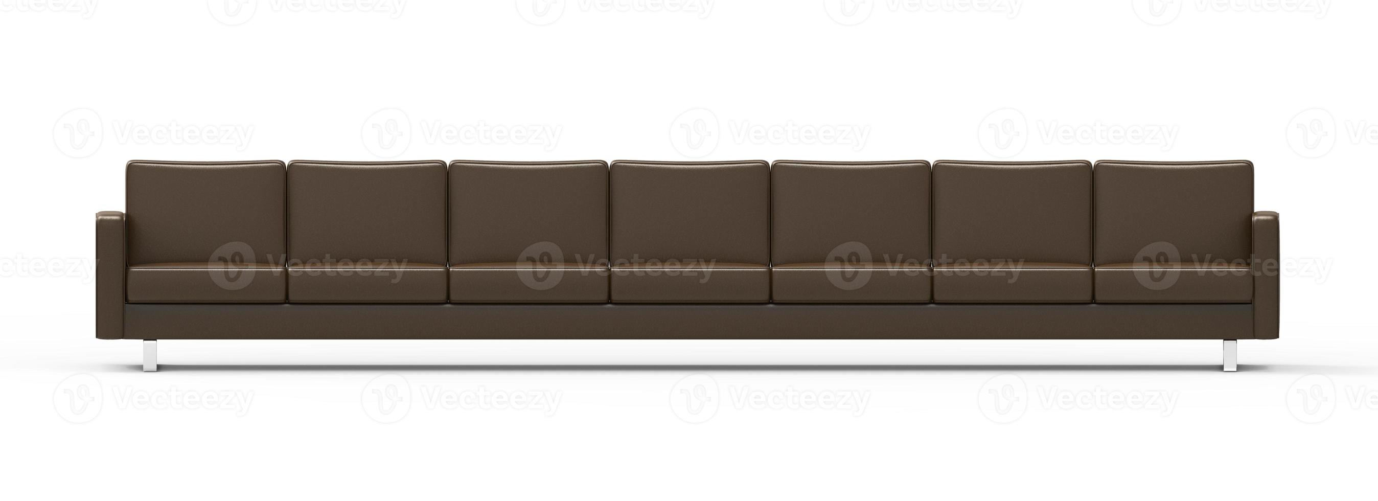 très long canapé en cuir marron isolé sur fond blanc. photo