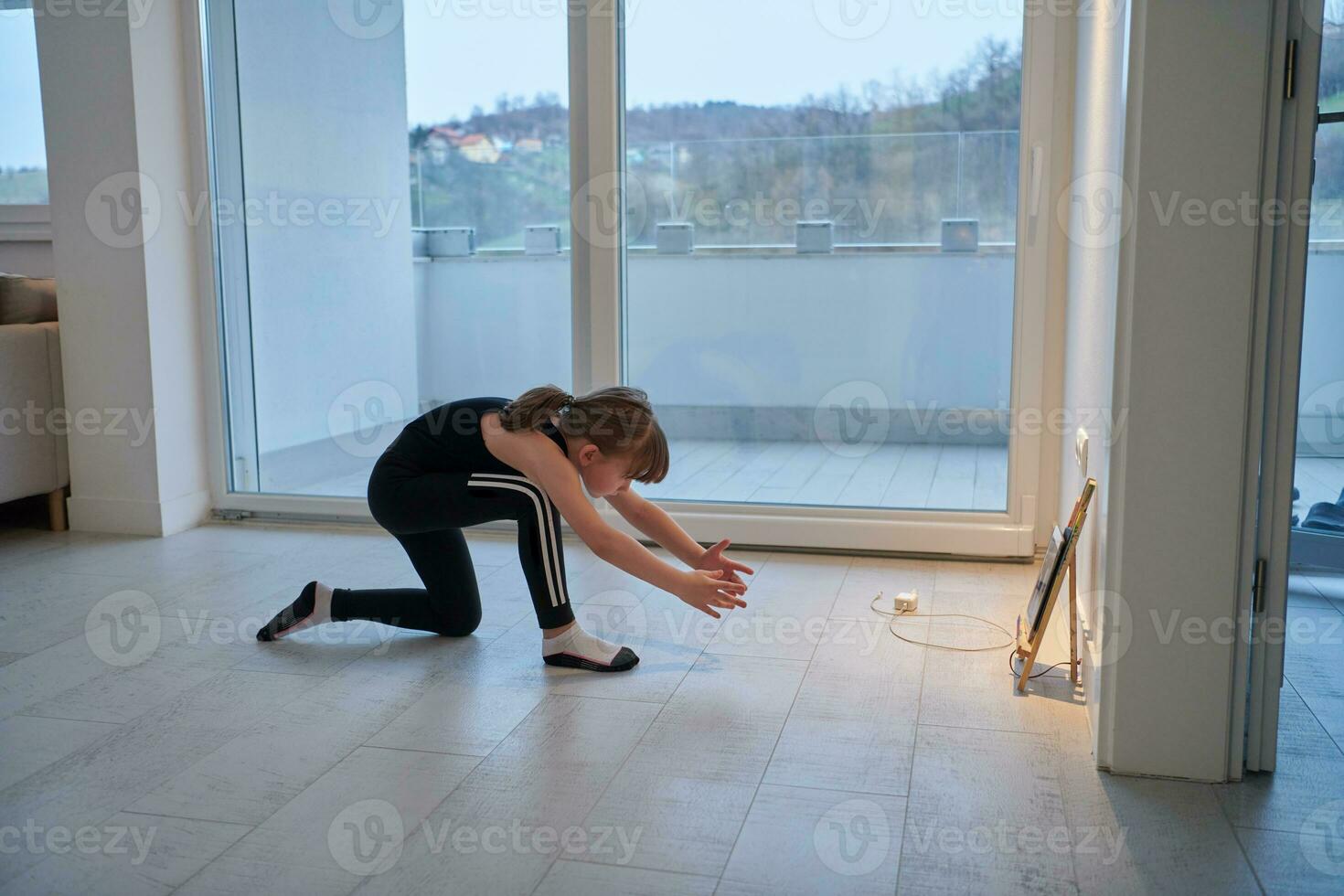 classe de ballet d'éducation en ligne pour filles à la maison photo