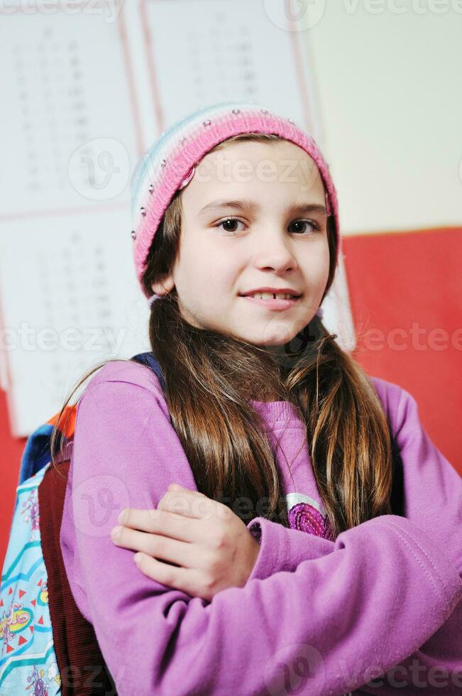 heureux, jeune, écolière, portrait photo