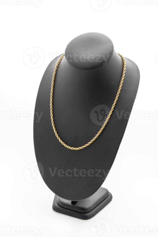 beau collier de luxe avec collier de support de bijoux sur blanc photo