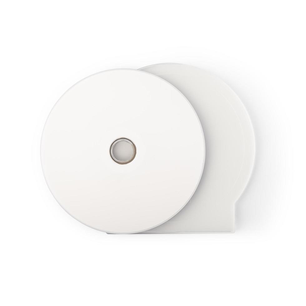 cd blanc réaliste avec modèle de couverture de boîte isolé sur blanc photo