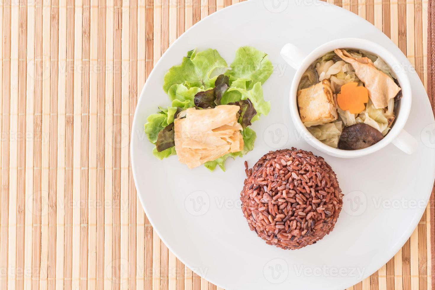 soupe aux choux farcis avec riz aux baies et tofu photo