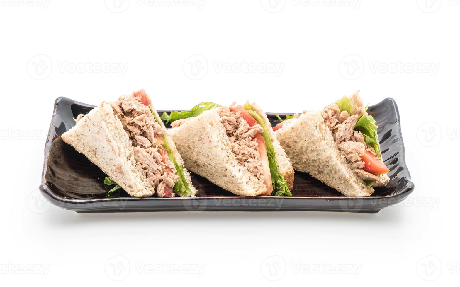 sandwich au thon sur fond blanc photo