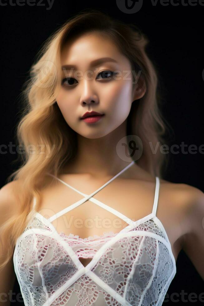 magnifique asiatique Jeune femmes délicat visage ai génératif photo