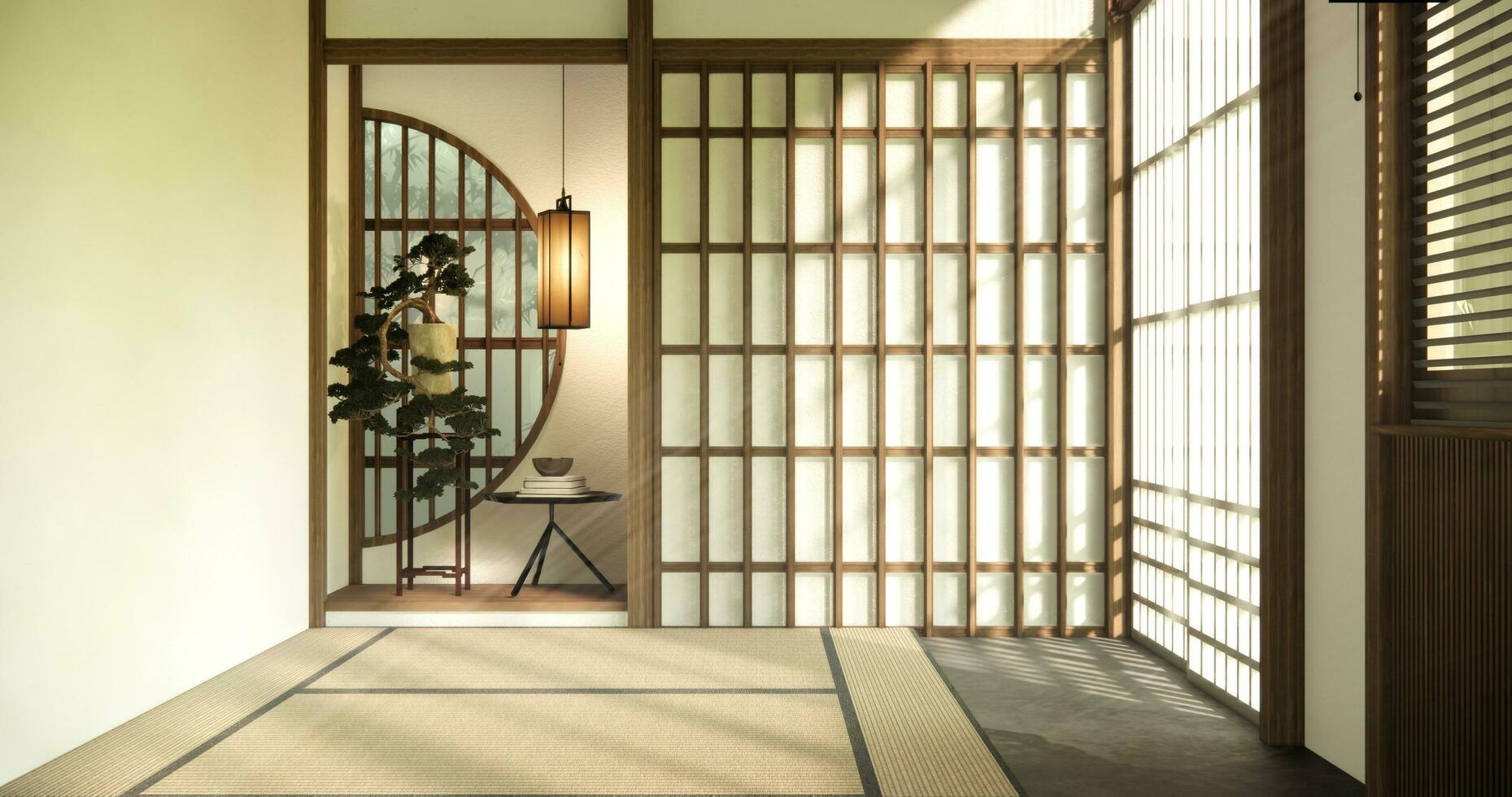 Japon pièce ,muji style, vide en bois nettoyage de la chambre Japon pièce intérieur photo