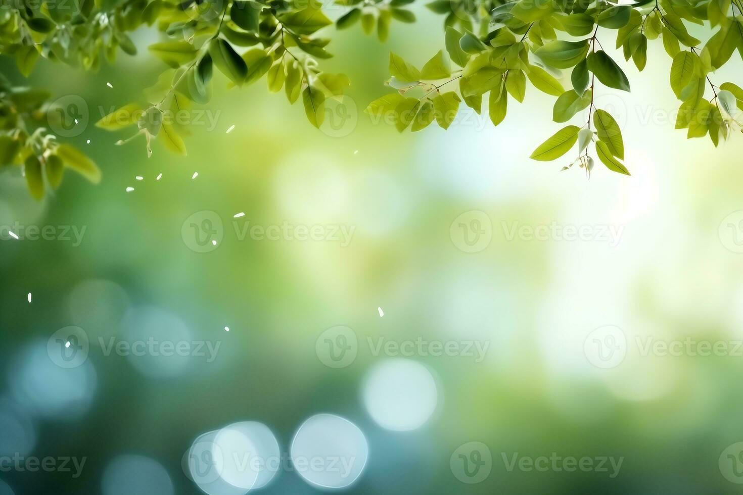 vert feuilles, flou arrière-plans avec bokeh, gratuit espace et nature.générative ai. photo