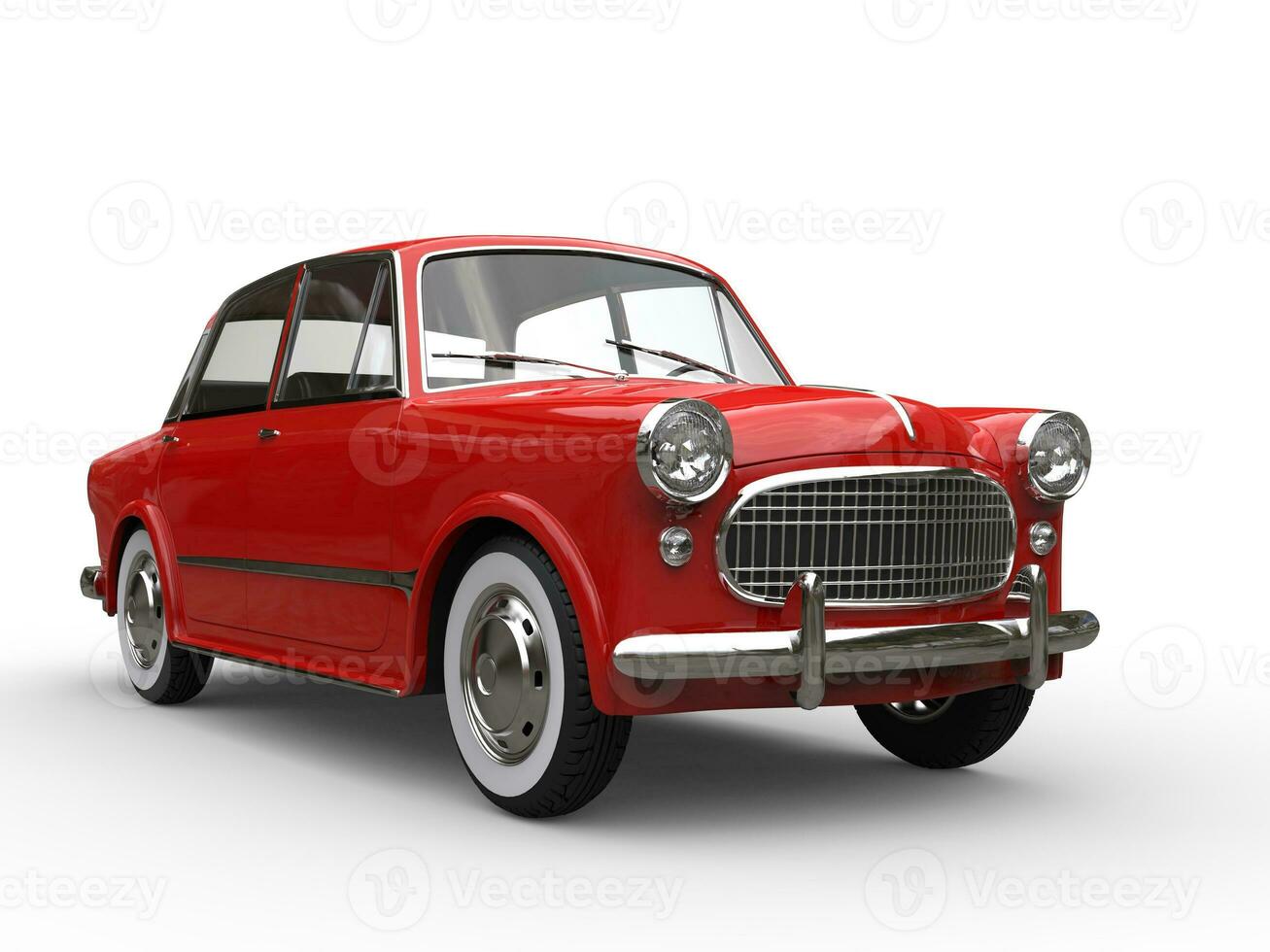 magnifique ancien rouge compact voiture avec blanc mur pneus photo