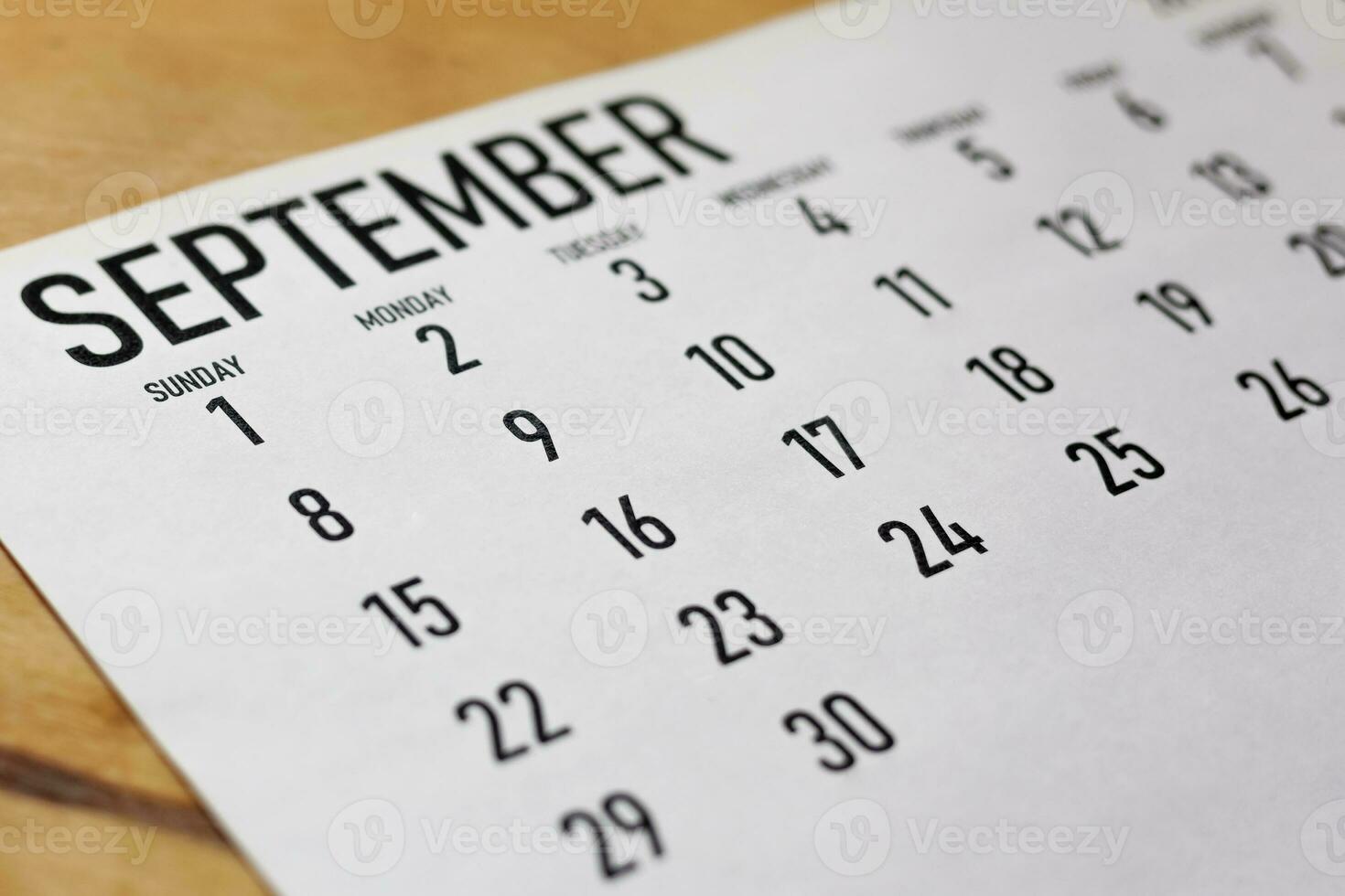 septembre 2019 mensuel calendrier photo