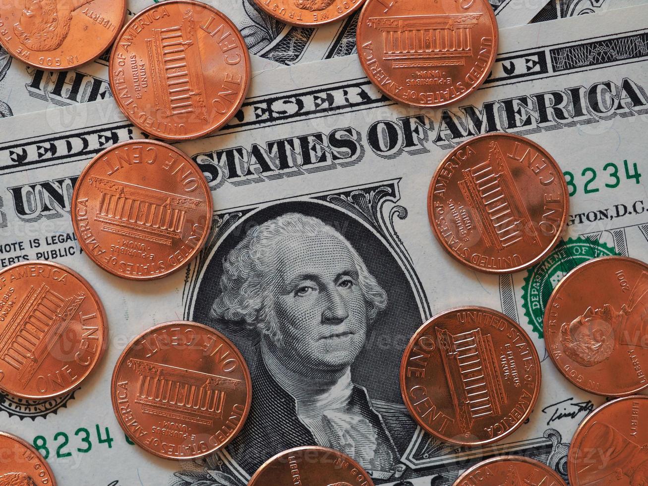 Billets et pièces en dollars, États-Unis photo