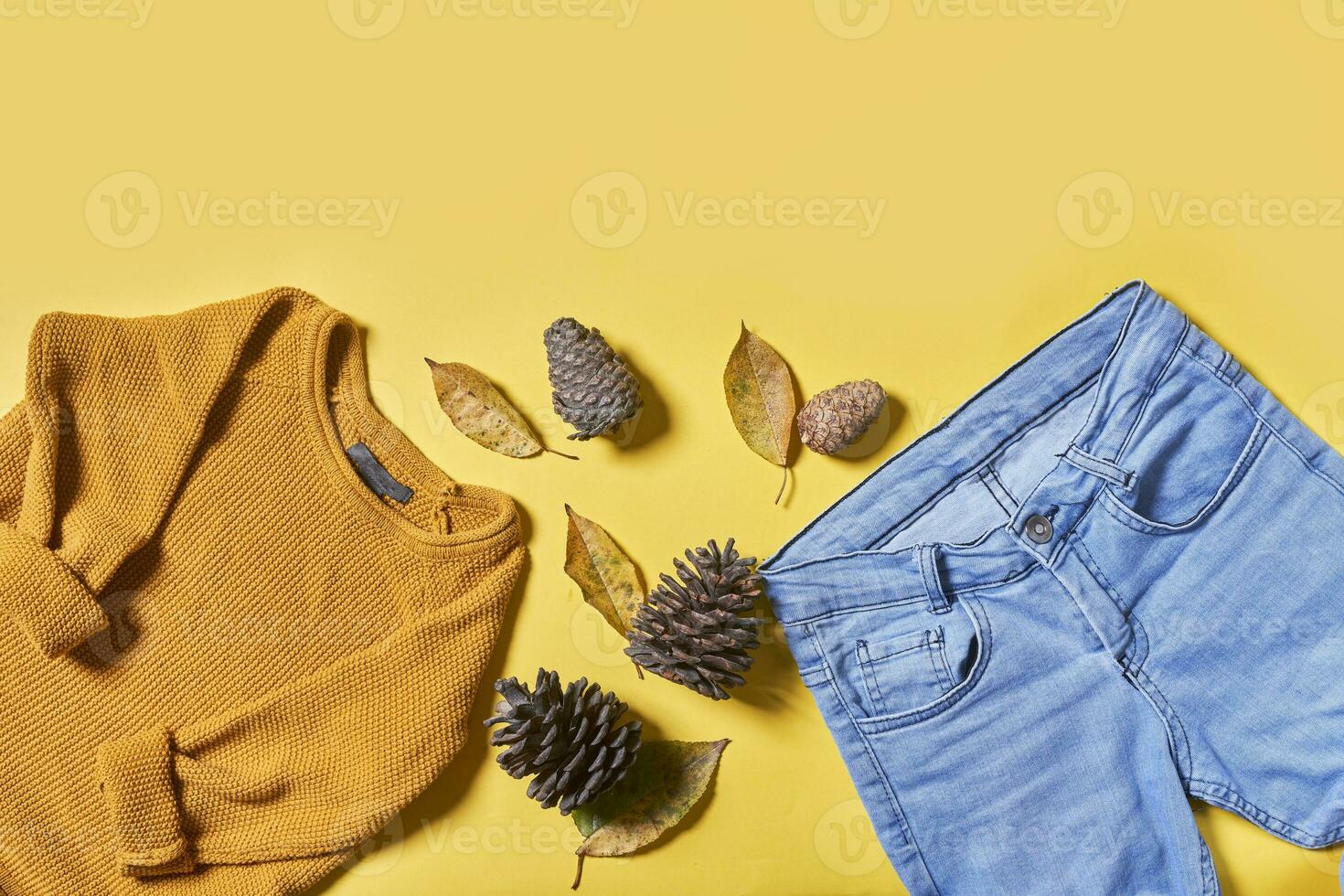 enfant l'automne porter vêtements sur Jaune photo