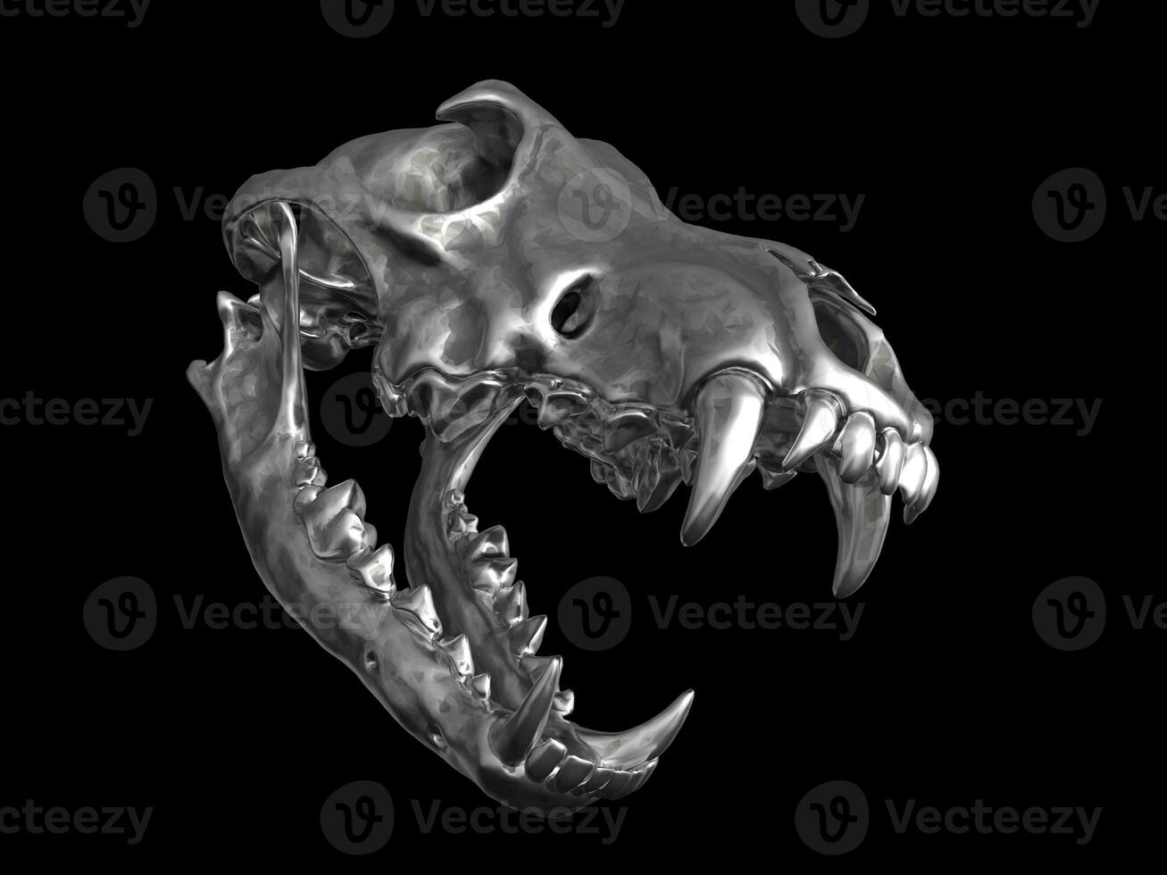 métal Loup crâne avec mâchoires ouvert photo