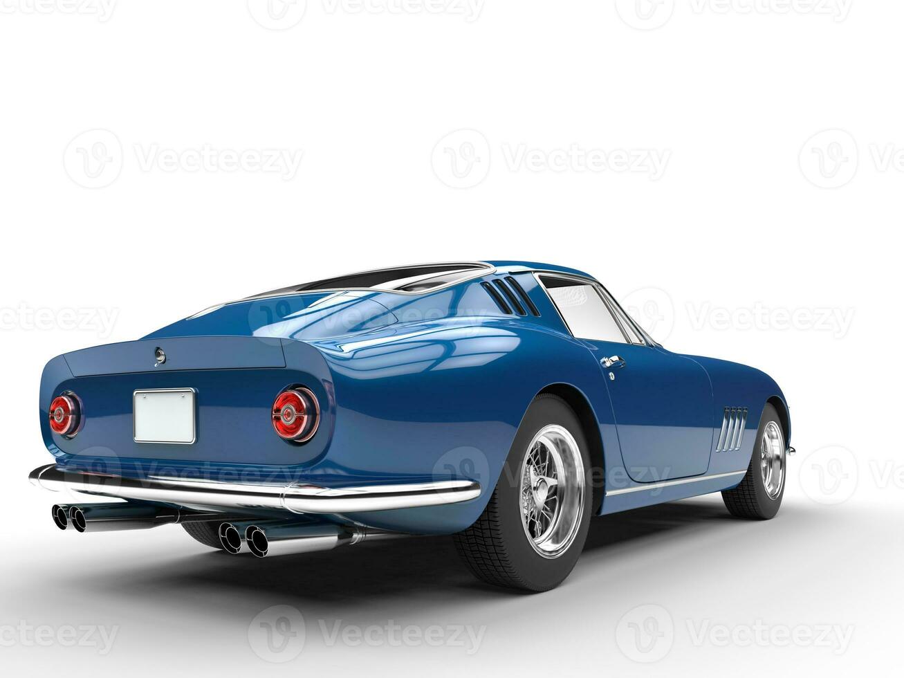 bleu ancien des sports voiture - Feu arrière vue - isolé sur blanc Contexte photo
