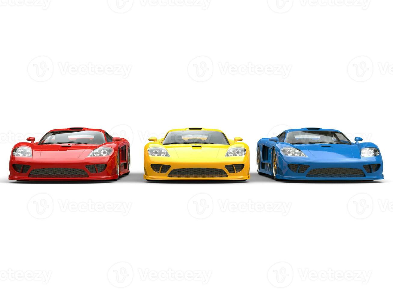 rouge, Jaune et bleu concept super des sports voitures - de face vue photo