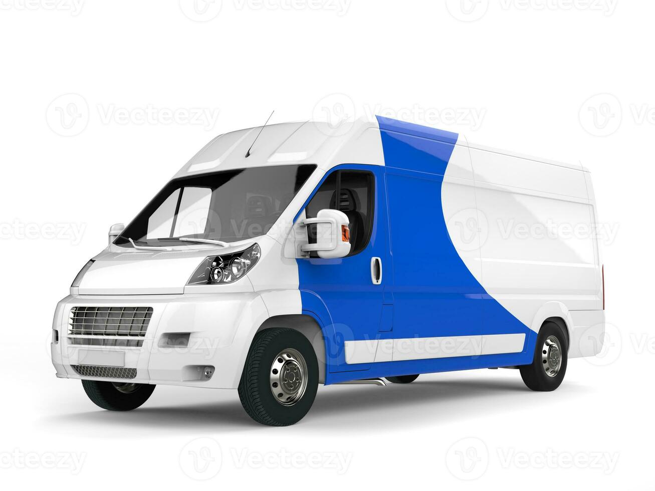 blanc livraison van avec bleu détails photo