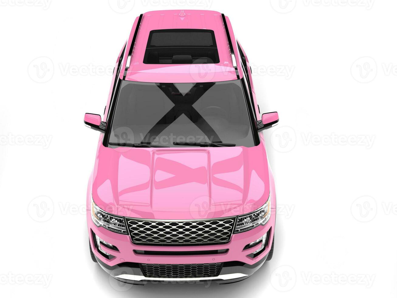 bonbons rose gros moderne suv voiture - Haut vers le bas de face vue photo