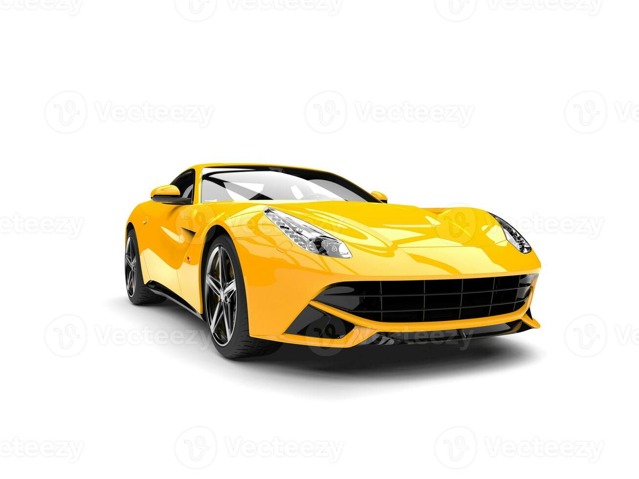 chaud Jaune moderne concept voiture - de face fermer coup photo