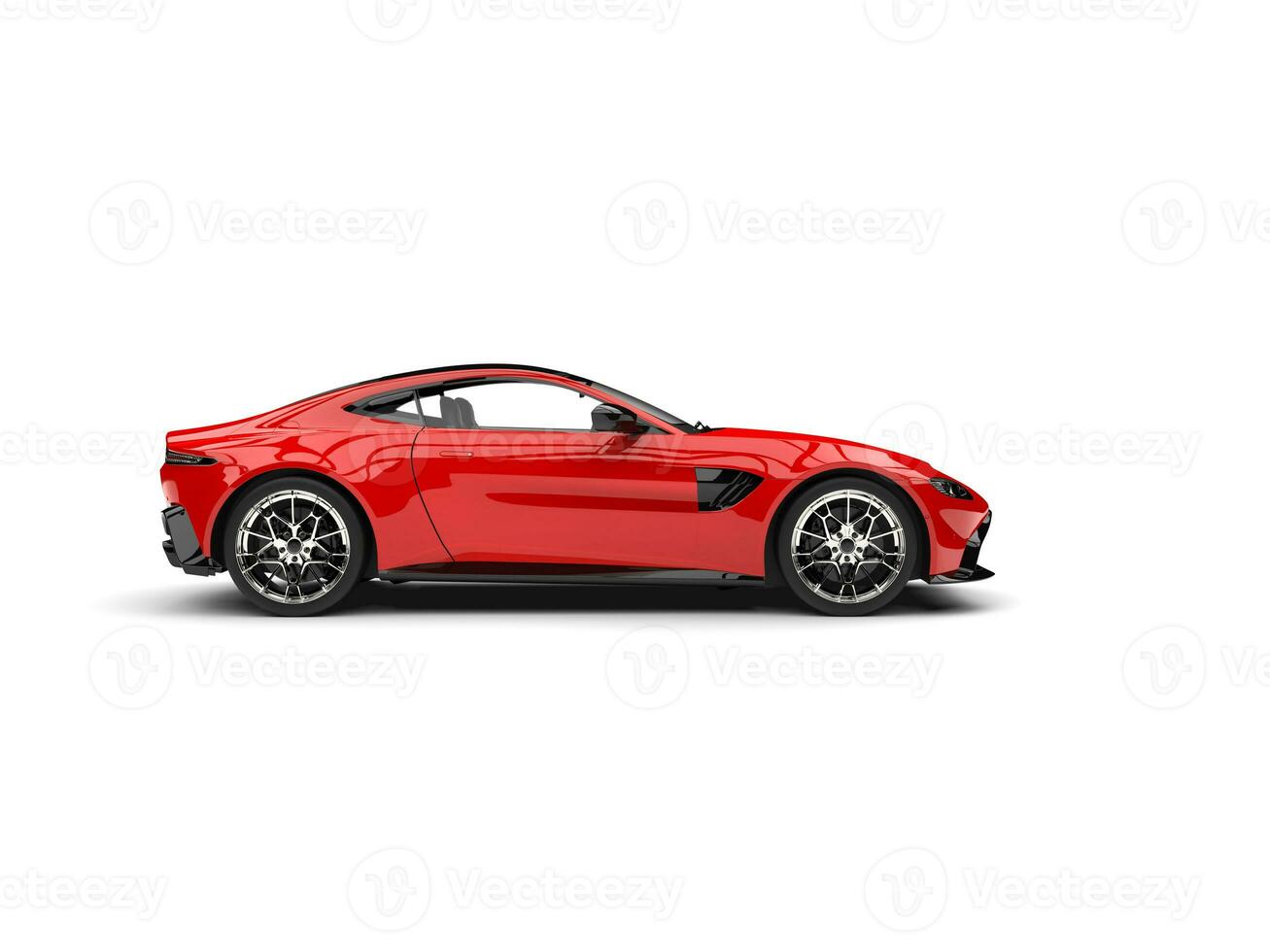 moderne écarlate rouge élégant luxe des sports voiture - côté vue - 3d illustration photo