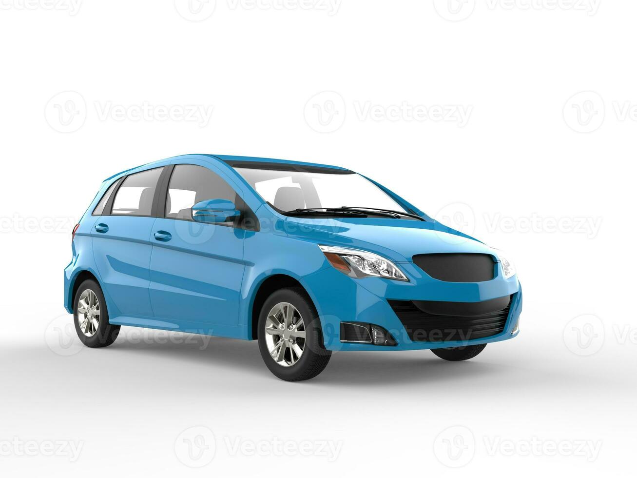 lumière bleu moderne générique compact petit voiture - 3d illustration photo