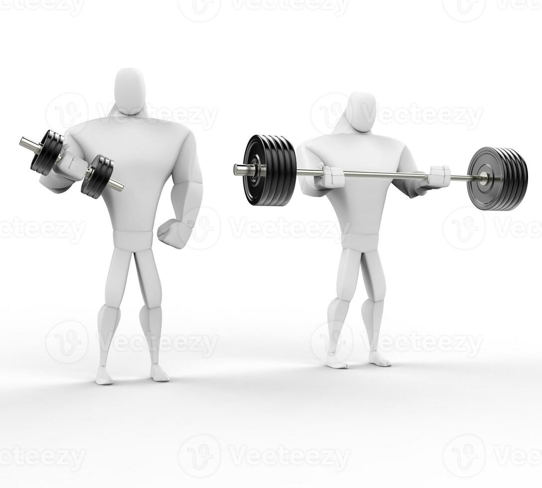 deux 3d personnages musculation - isolé sur blanche. photo