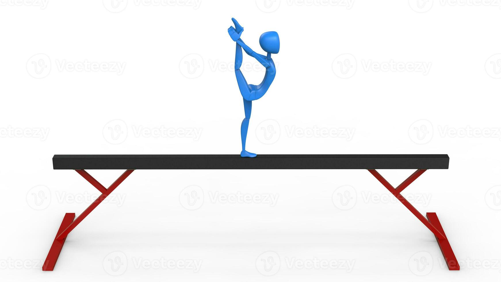 bleu gymnaste performant un jambe supporter - Haut côté vue - 3d illustration photo