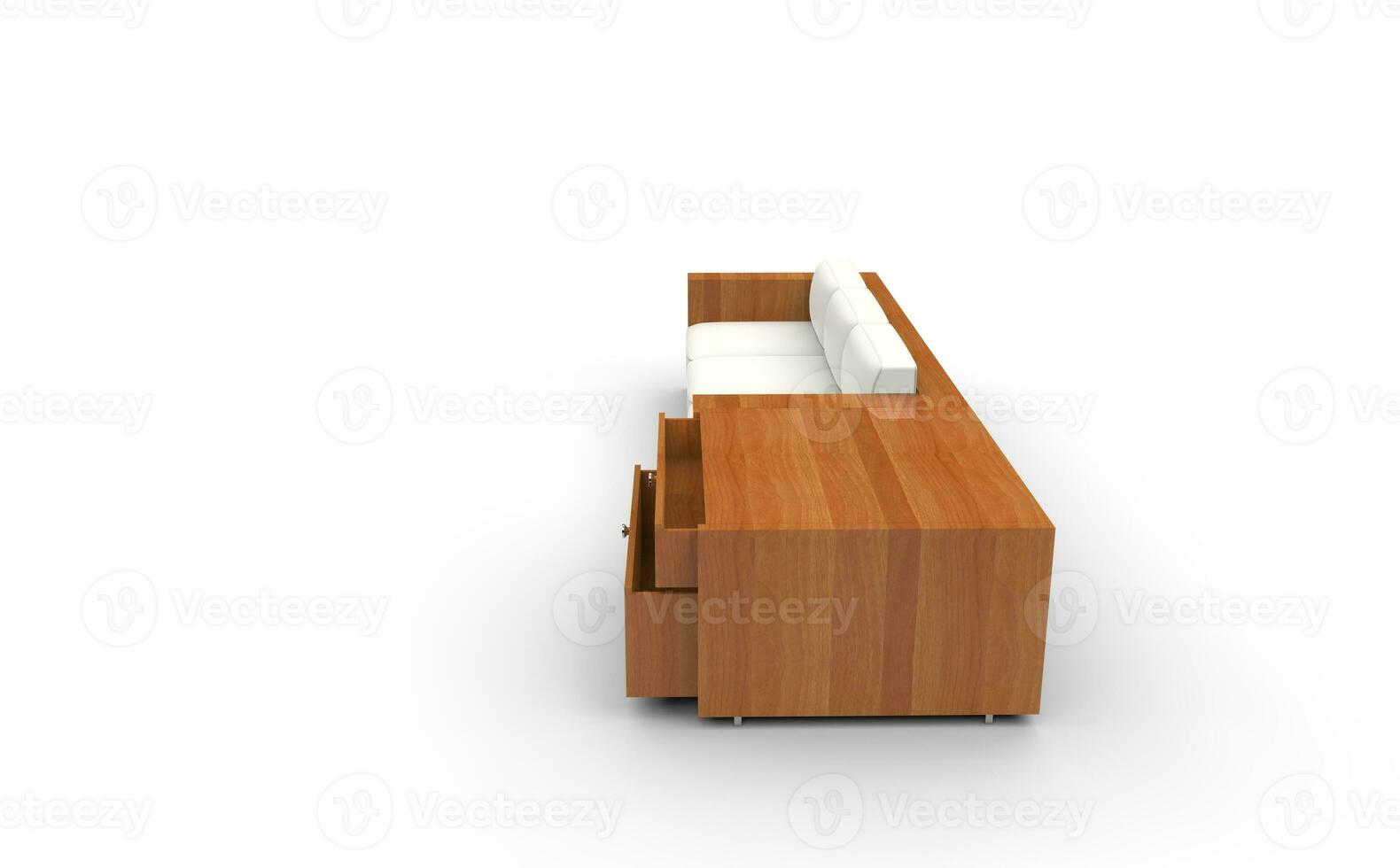 en bois canapé - isolé sur blanc Contexte photo