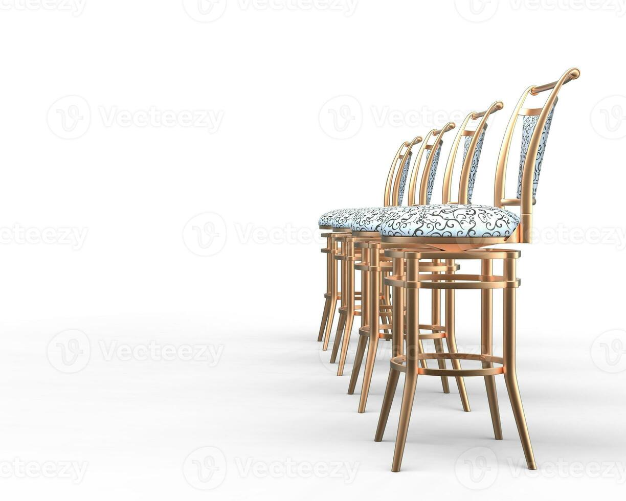 quatre café magasin chaises sur blanc Contexte - côté voir. photo