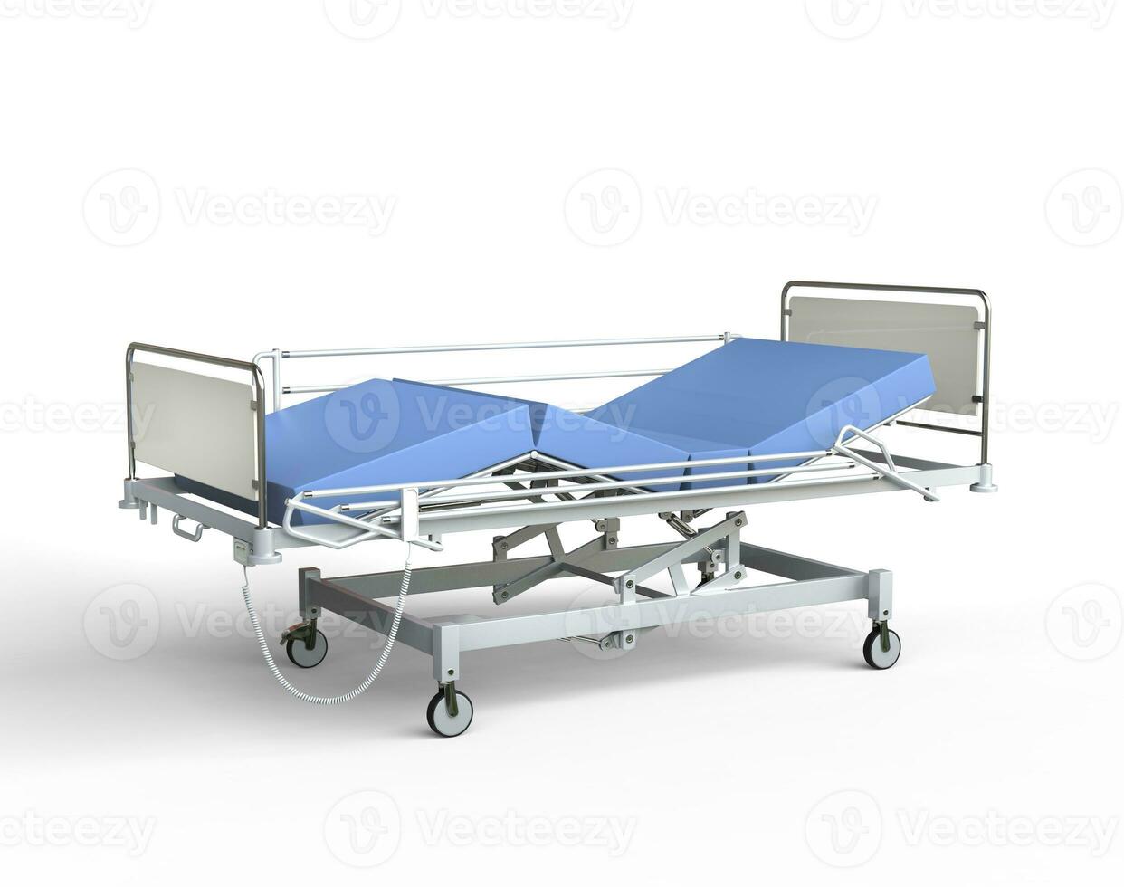 hôpital lit avec bleu literie photo