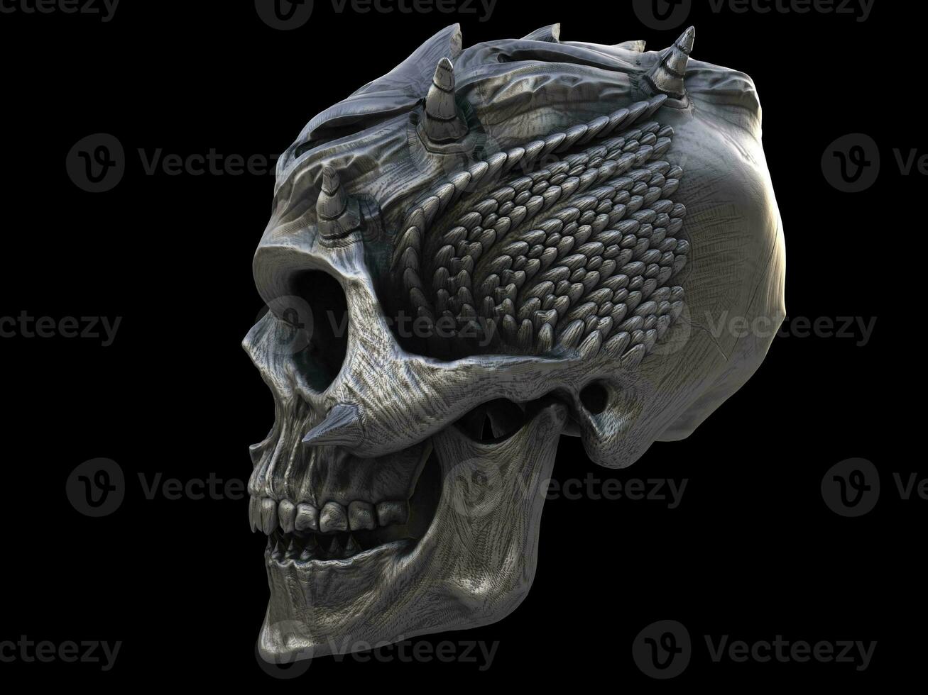 cornu démon lourd métal crâne - côté vue photo