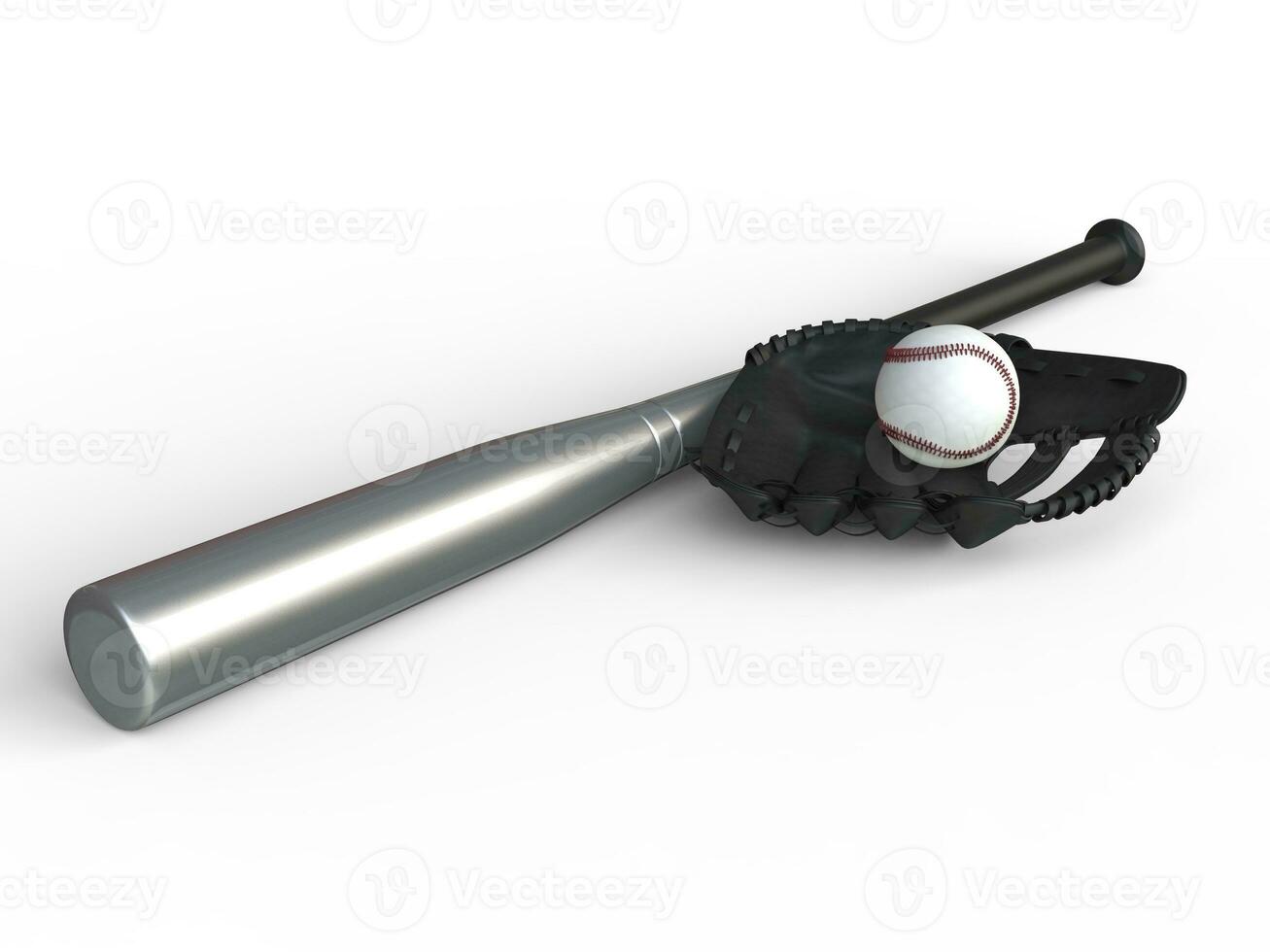 base-ball, noir base-ball gant et métallique chauve souris - isolé sur blanc Contexte photo