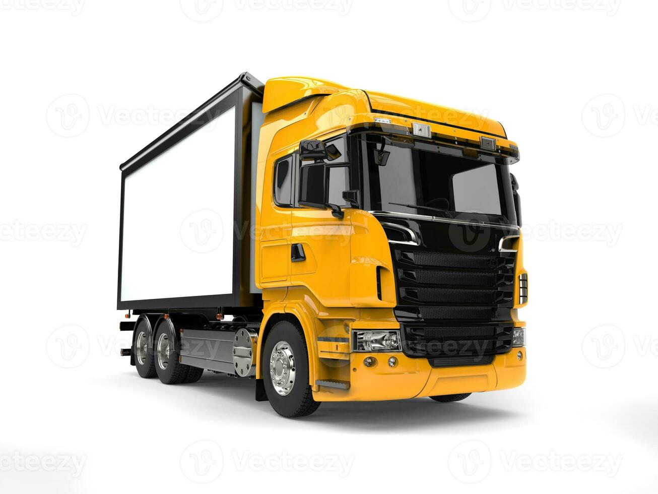 Jaune moderne lourd transport un camion photo