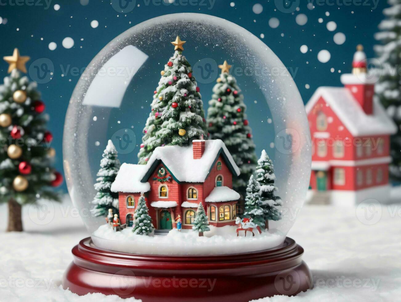 Village De Noël Miniature Avec Maisons, Arbres, Lumières Et Neige Banque  D'Images et Photos Libres De Droits. Image 217413488