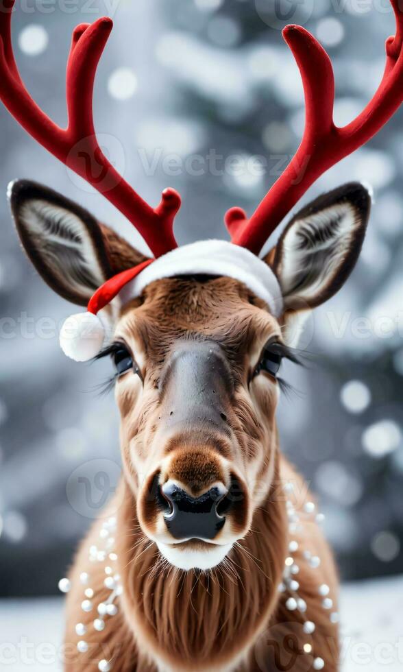 photo de Noël renne bois et une brillant nez. ai généré