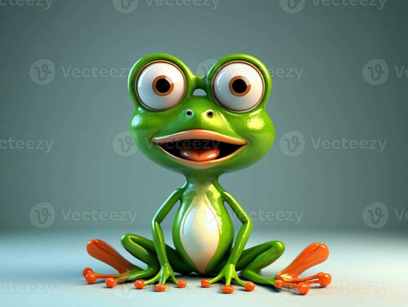 une dessin animé grenouille avec gros yeux et gros yeux. ai généré photo