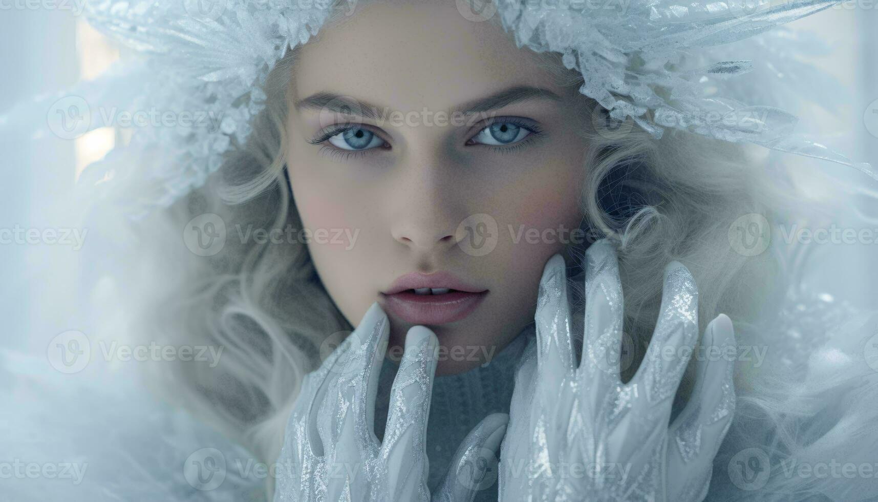 une femme dans un élégant blanc robe et gants ai généré photo