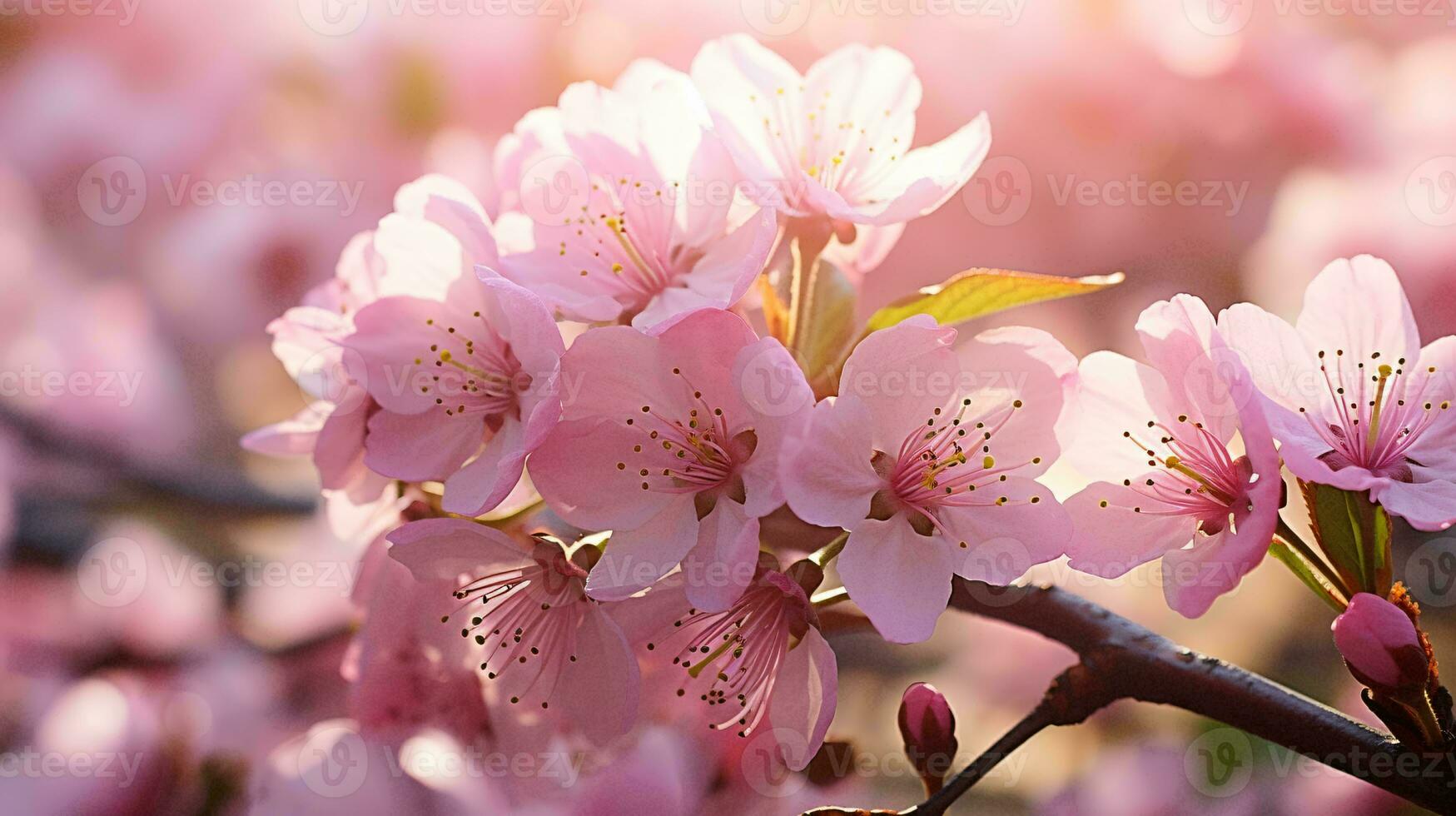 une épanouissement rose fleur arbre dans une vibrant jardin ai généré photo