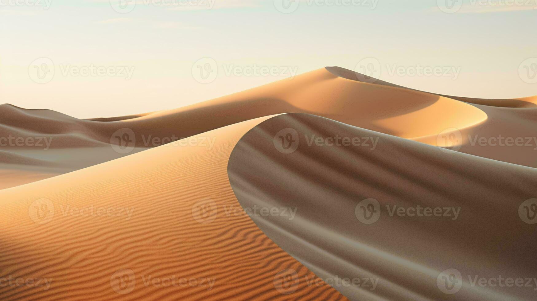 une étourdissant désert paysage avec roulant le sable dunes ai généré photo